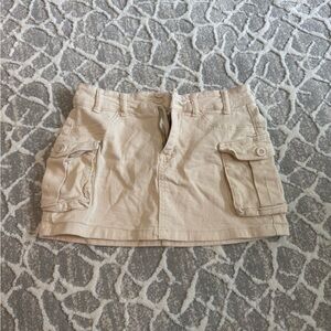 Beige Cargo Mini Skirt
